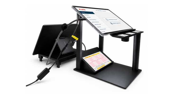 Lotto self-service terminal with touchscreen display, ticket scanner, payment pad, and lottery slip area, designed for secure lottery ticket processing in retail shops