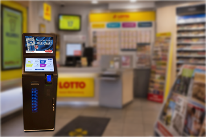 Self-service terminal with scratch card robot